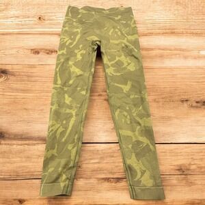 Gymshark‎ Camo Seamless Leggings Olive Green XL Extra Large Athletic Workout